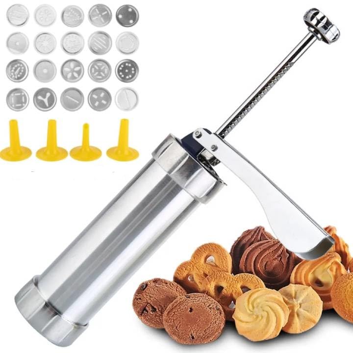 Cookie Press Gun Kit, Cookies Press Maker Kit Biscuits Maker Press Machine Bakeware with 20 Cookies Molds 4 Nozzles for DIY Baking Biscuit Maker Cakes and Decoration