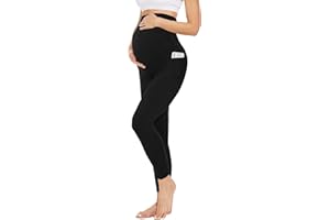 IFFEI Maternity Leggings Over The Belly Buttery Soft Pregnancy Pants with Pockets Yoga Pants Tights