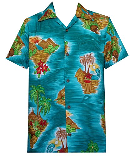 Hawaiian shirt 8 mens scenic flower print beach aloha p…