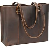 TIDING Full Grain Leather Work Tote Bag for Women, Vintage Women's Totes Shoulder Purses Satchel Handbag
