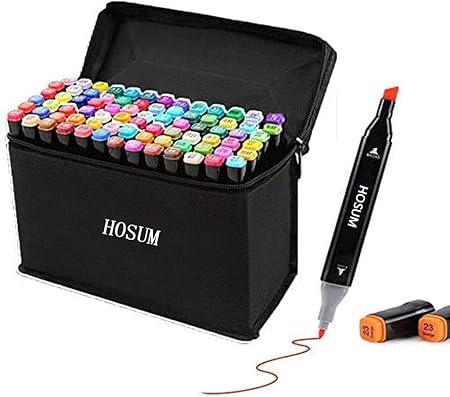 Amazon Co Jp Hosum イラストマーカー 80色 セット 水彩ペン 2種類のペン先 太字 細字コミック用 塗り絵 描画 落書き 学習用の カラーペンセット おもちゃ