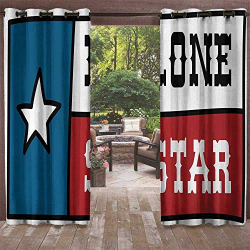 Hengshu Texas Star Patio Curtains Lone Star Flag United States Of