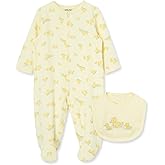 Little Me Clothes for Baby Girls 100% Cotton Scratch Free Tag 2-Piece Zipper Closure Footie and Headband Set, Baby Essentials
