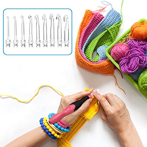 Crochet Hook Set,48pcs Rechargeable LED Crochet Accessories Knitting Needles Set,Incl Interchangeable Crochet Hooks/Plastic Knitting Needles/Crochet Stitch Markers/Cable Stitch Holders By Ogori