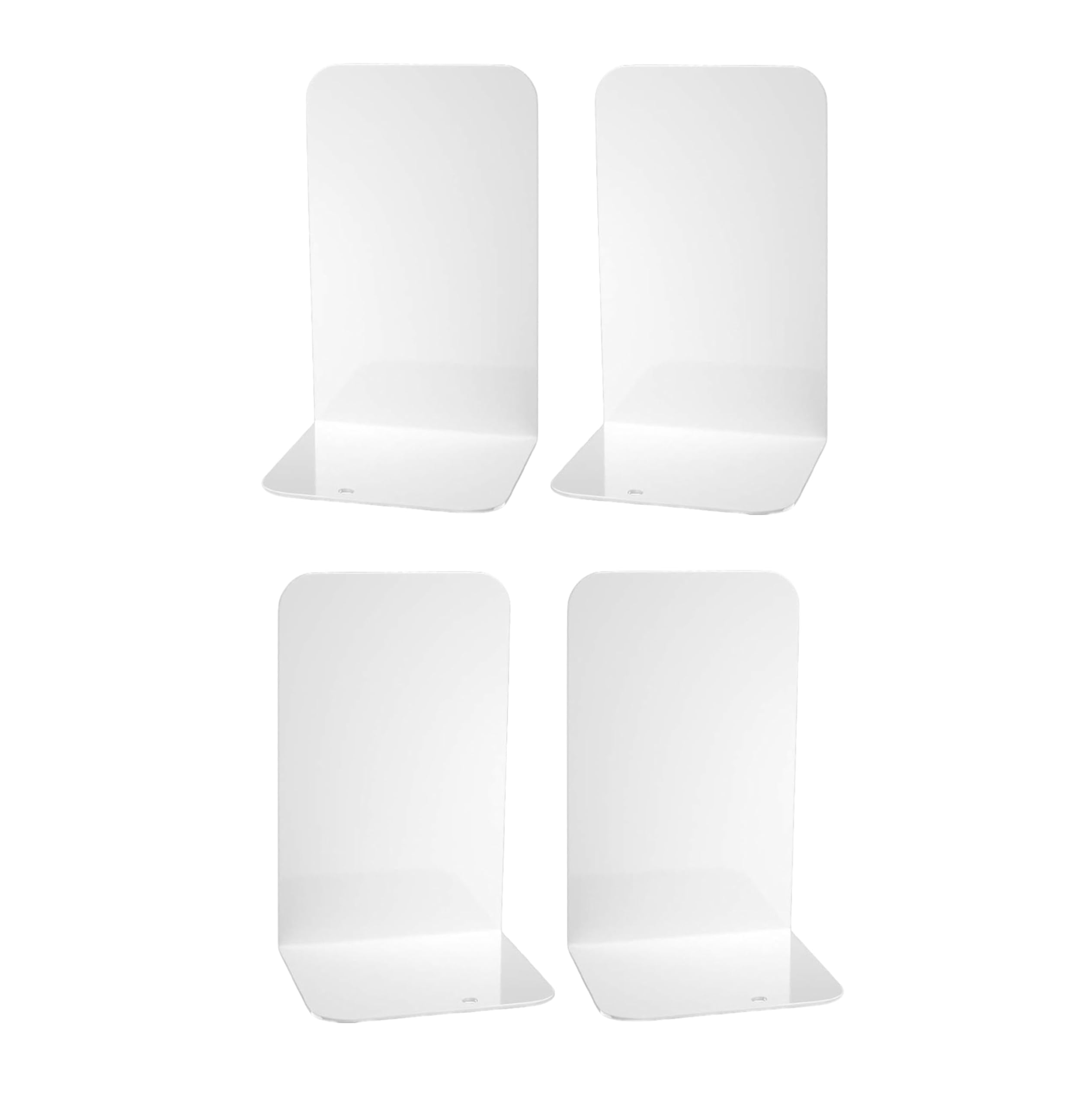 Deefongo 4 Pieces White Metal Bookends, Heavy Duty White Decorative Metal Bookends,Non-Skid Bookend for Office, School&Home, Book end for Heavy Books