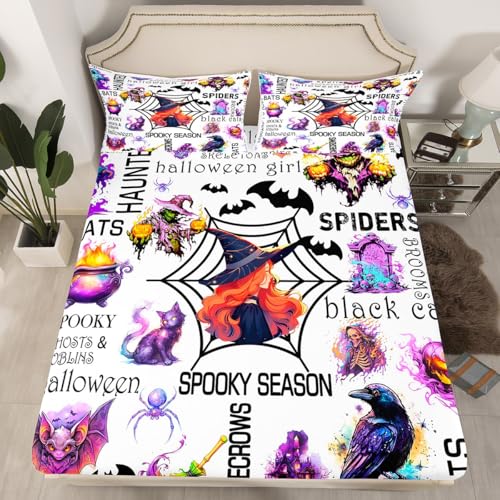 Feelyou Halloween Witch Wine Pattern Bedding Set