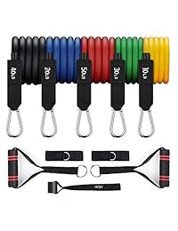 intey Juego de bandas de resistencia bandas de ejercicio con patas de fijación de anclaje de puerta, manijas, tobillo correas para entrenamiento de resistencia terapia física entrenamientos Juego de 5