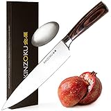 KINZOKU Professional Chef Knife 8 inch - Japanese Stainless Steel - Sharp Blade and Rust-Free Chopping Knife - Pakka Handle - Kitchen Knife and Odor Removing Soap - with Premium Gift Box