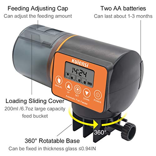 KUIENSI Automatic Fish Feeder, Vacation Fish Food Dispenser for