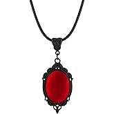 Sacina Gothic Red Victorian Teardrop Necklace, Gothic Goth Vintage Necklace, Costume Jewelry, Christmas Gift for Women