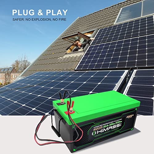 HiMASSi 24V 200Ah Rechargeable Deep Cycle Lithium Ion Battery, Builtin