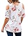 Sherosa Womens Summer Short Sleeve V Neck Floral Printed Off Shoulder Blouses Top (L, White)