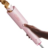 TYMO Automatic Rotating Curling Iron, TYMO CURLPRO Beach Waves Hair Curler | 500 Million Ionic Curling Wand, Dual Voltage, Portable Lightweight for Travel, Ceramic Coating, 1 1/4 Inch, Pink