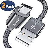 Micro USB Cable Android, JSAUX(2-Pack 6.6FT) Micro USB to USB A High Speed Sync Charger Nylon Braided Cord Compatible Samsung Galaxy S6 S7 Edge J7 Note 5,Kindle,LG,Xbox,PS4,Camera,Smartphones(Grey)