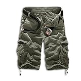 Leward Mens Casual Slim Fit Cotton Solid Multi-Pocket Cargo Camouflage Shorts (34, Gary)