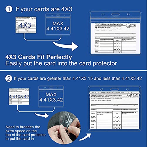 ID Card Badge Holder Protector with Lanyard, 4x3 Inch Horizontal Record Cards Holder Card Cover Holder Waterproof Resealable Zip,12 Sets