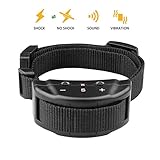 No Bark Dog Collar,No Harm Shock Dog Bark Collar with 7 Levels Button Adjustable Sensitivity Control,Stimulation of No Harm Warning Beep and Vibration for Small Medium Large Dog By QPEY