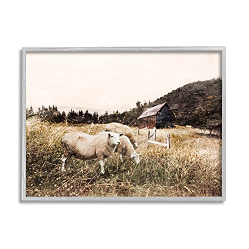'Autumn Field Farm Sheep Grazing Wilderness'| Framed Giclee Art