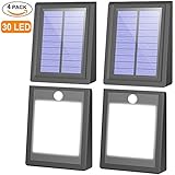 4 Pack Solar Lights, Mulcolor Brightest 30 LED Solar Motion Sensor Light Outdoor Solar Powered Wireless Waterproof Security Light with PIR Sensor for Garden, Patio and Pathway …