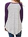 Halife Womens Striped O Neck Raglan T-Shirt Blouses Tops Plus Size Purple XXL 2X