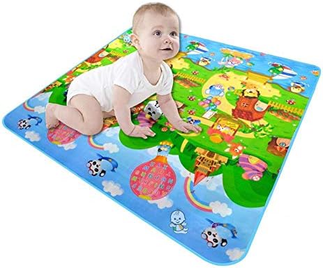 ベビープレイマット フロアマット Rebuku ソフトマット ベビー マタニティ 180 プレイマット ビューティー 0 5cm 0 5cm 1 両面 動物園 フルーツ 英語 子供 赤ちゃん 幼児用テントベッド 防音マットソフト 屋内 屋外 B087rbm95t 新作製品 世界最高品質人気