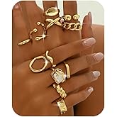 Chunky Stackable Rings Set for Women Non Tarnish Adjustable Open Stacking Knuckle Ring Chunky Joint Finger Midi Rings Pack Dainty Simple Statement Jewelry