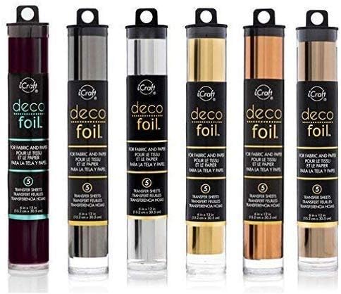 Deco Foil - Transfer Sheets - Black, Pewter, Silver, Gold, Rose Gold, and Copper - Bundle of 6"Metal" Colors (4)