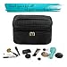 Makeup Bag Organizer by Blush | Train Style Case with Dual Zippered Compartments | Portable Travel Kit For Brushes, Foundation, and More | Perfect for Men and Women | Includes Blending Sponge