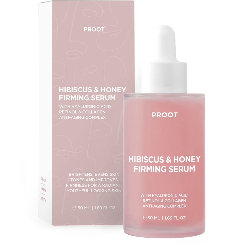 PROOT Hibiscus and Honey Firming Serum with Retinol, Hyaluronic Acid and Collagen Complex, 1.7 oz