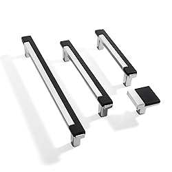 Kcmwsy 5 Pack Black and Silver Cabinet Pulls