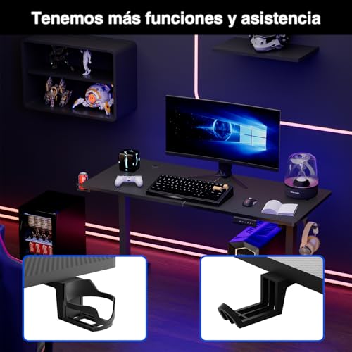 Cakhdry Escritorio elevable, Escritorio Ajustable Altura electrico, 160 * 60CM Escritorio, Escritorio de Pie para Oficina en Casa, con Memoria y Soporte Metálico en T (Negro Carbono)