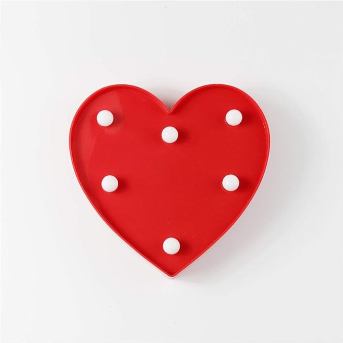 House of Quirk 3D Love Heart LED Lamp Light Decorative Night Light Battery Operated Marquee Signs Letter Romantic Night Table Wall Decoration(Red)