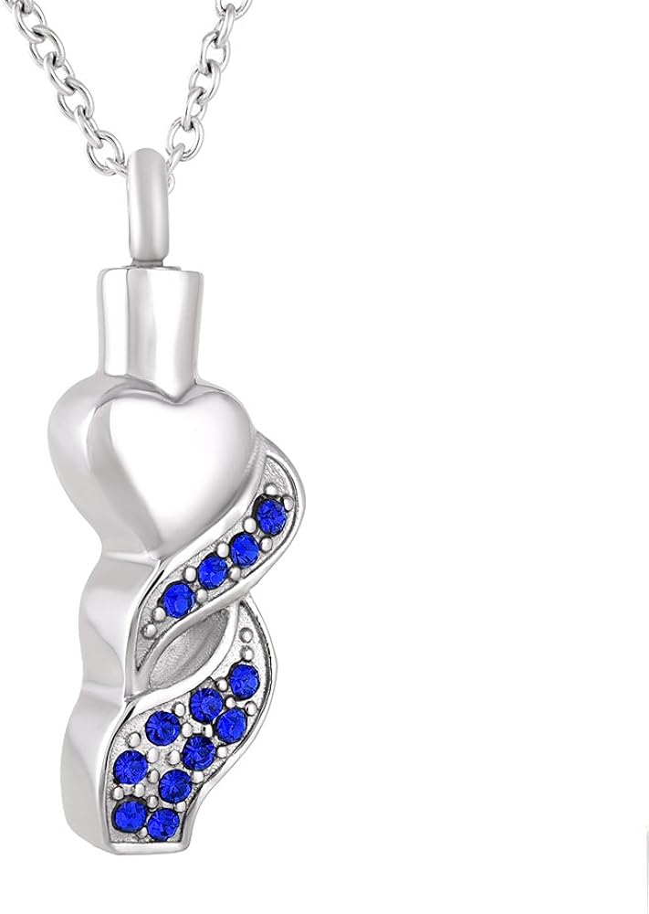 Mom Grandma Ashes Keepsake Urn Pendant Necklace Crystal Hold Heart Urn