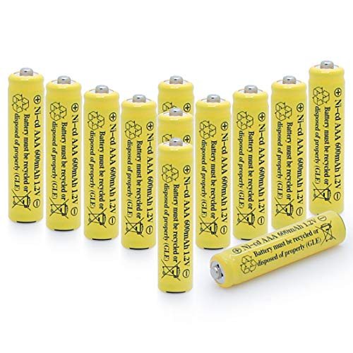 QBLPOWER 1.2v AAA NiCd 600mAh Triple A Rechargeable Battery Cell for Solar Lights Garden Lamp (12 Pack AAA)