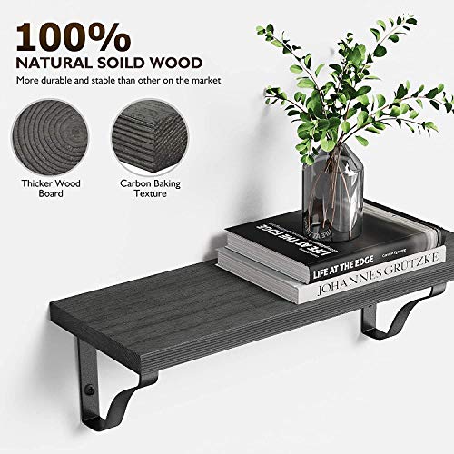 Homemaxs Black Floating Shelves Bathroom Wall Shelf Set of 3 Rustic