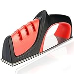 BoxLegend Knife Sharpener 3-in-1 Sharpening System for All-Sized Household Knives Kitchen Knife Sharpening(Black)