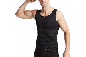 Men Body Shaping Waist Trainer, Gym Fitness Soft Breathable Double Belt Sweat Slimming Sauna Vest (Black XL)