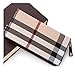 Women's Hand Woven Zip Around Leather Wallet Long Clutch Purse (plaid)