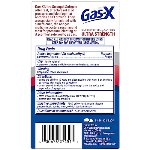 GAS-X ULTRA STRENGTH GAS RELIEF SOFTGELS WITH SIMETHICONE 180 MG FOR BLOATING RELIEF – 50 COUNT