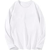RoseSeek Men's Long Sleeve T Shirts Crew Neck Drop Shoulder Tee Tops Casual Basic Top