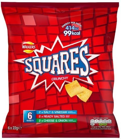Walkers Squares Variety Snacks, 6 x 22 g