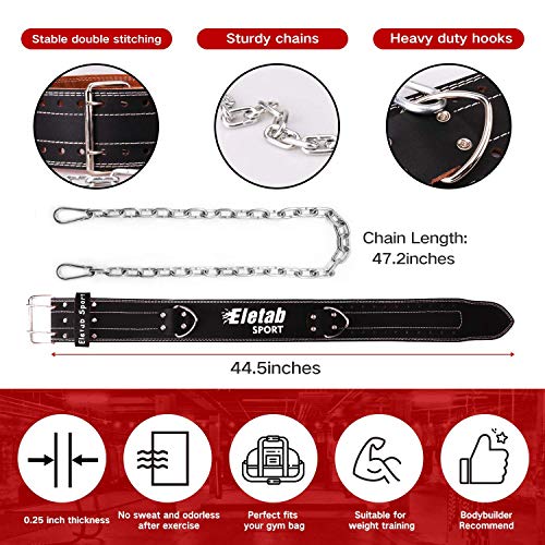 image for Elevtab Weight Lifting Dip Belt, 2 in 1 Workout Belt, 4