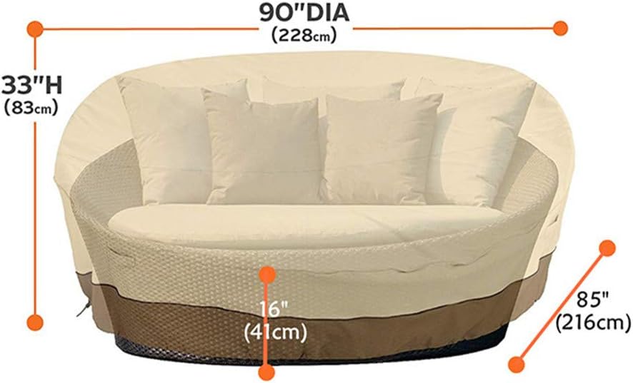Garden Rattan Day Bed Cover Waterproof Patio Daybed Cover Round Outdoor Furniture Cover Extra Large Oxford Fabric 228x83cm Beige Coffee Garden Furniture Covers Garden Outdoors Clinicadelpieaitanalopez Com