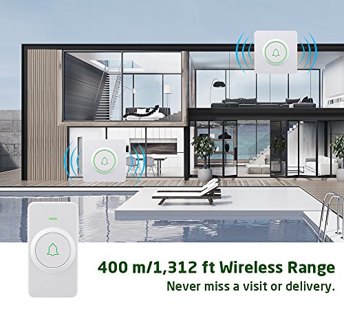 AVANTEK DW-12 Wireless Doorbell, Waterproof Door Chime Kit Operating at Over 1300 Feet with 52 Melodies, CD Quality Sound and LED Flash - Thumbnail 2