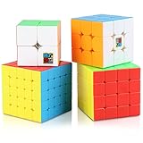 Aitey Speed Cube Set, Moyu Cube Bundle MF2S 2x2 3x3 4x4 5x5 Stickerless Magic Cube Puzzle Toys for Kids Gift Box (4 Pack)