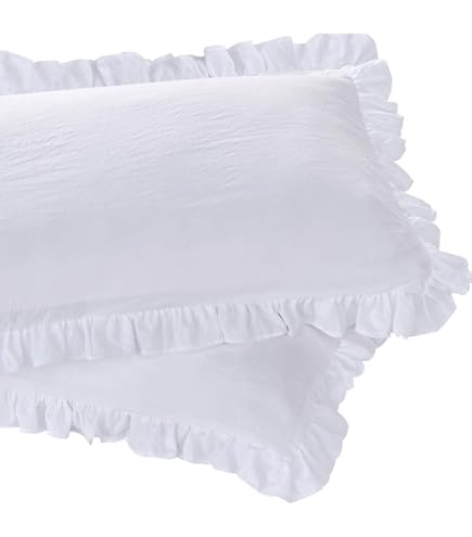 RANZNAZ Euro Pillow Shams Set Of 2 - 26x26 Inch White Cotton With Lace Embroidery, Envelope Closure