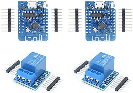 Onyehn 2pcs D1 Mini Development Board ESP8285 V1.0.0 1MB Flash Lite Wireless WiFi Internet Development Board + 2pcs 5V D1 Mini Relay Module for WeMos D1