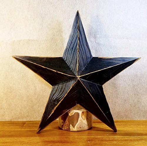 Rustic Wood Star Beveled Black Distressed Painted 21 Inch10 Piece Wall Decor