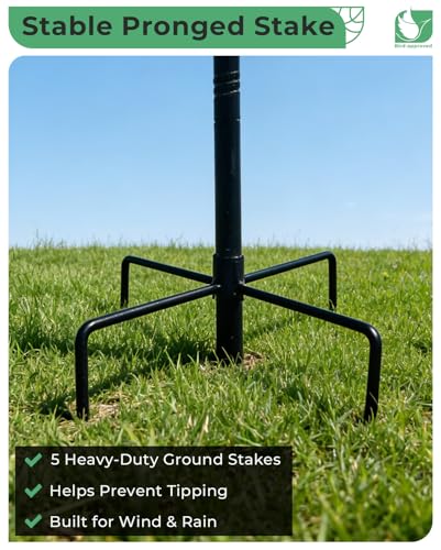 OUISJYER Metal Bird Bath for Outdoors, 12" Dia Bowl with Stable Upgrades Stake Birdbaths Garden Yard Lawn Decor 0.7 Gallon