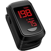 HOLFENRY Pulse Oximeter Fingertip - Large Display Oxygen Monitor Fingertip with Fast 5-8s Reading for SpO2/Heart Rate/PI, Accurate Pulse Ox for Home/Sports/Travel, Batteries &amp; Lanyard Included